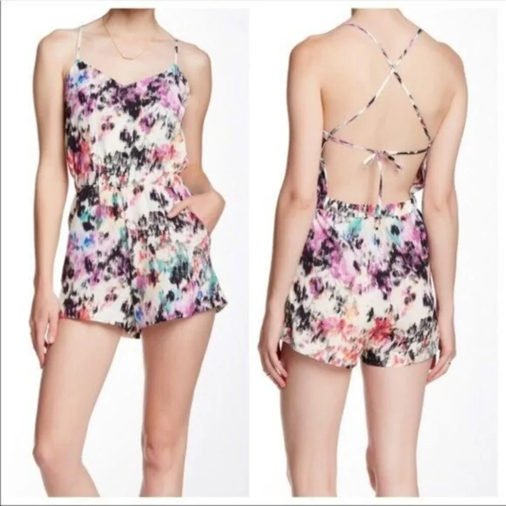 NWT Parker Large Romper Jumpsuit Sleeveless Watercolor Oasis Scout Shorts Mini - Picture 1 of 12